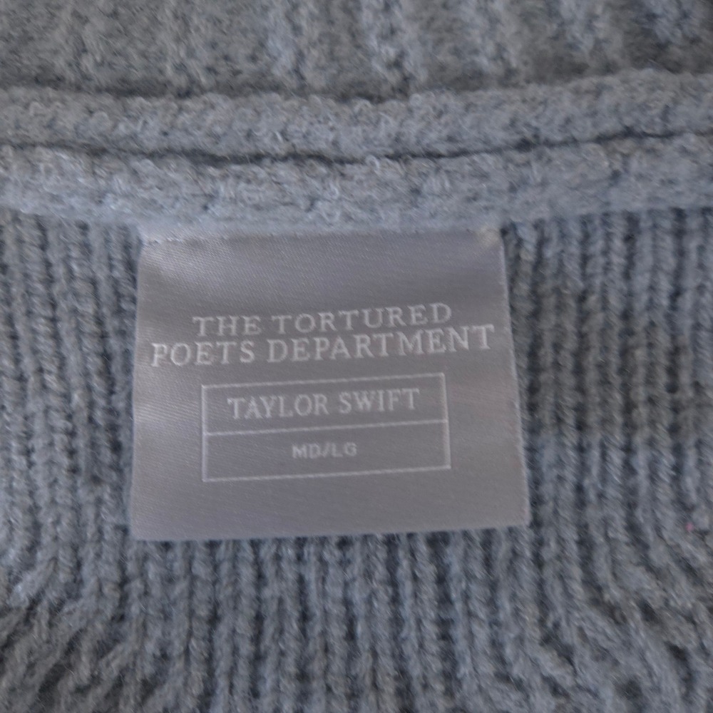 Taylor Swift Cardigan Womens M/L Grey TTPD The Tortured Poets Department Knit - Picture 3 of 10